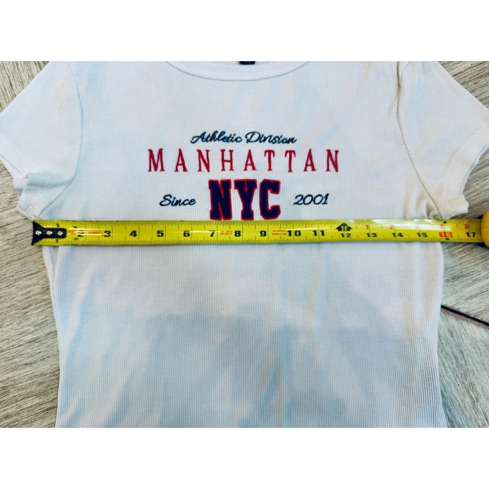 Harper & Ivy Manhattan NYC Athletic Division Ribbed Baby Tee Girls Large - Picture 4 of 8